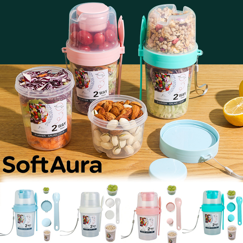 Meal Prep Soup - SoftAura Taşınabilir Kahvaltılık Bardaklar Salata Kabı